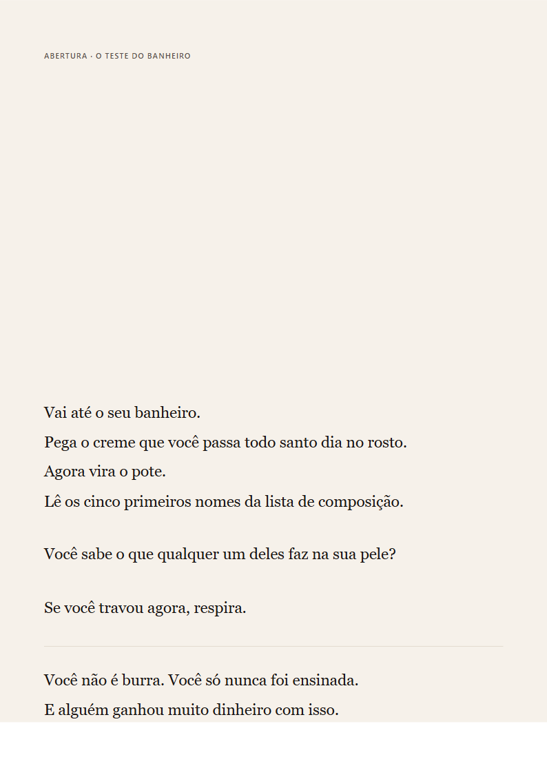 Página de abertura: o teste do banheiro